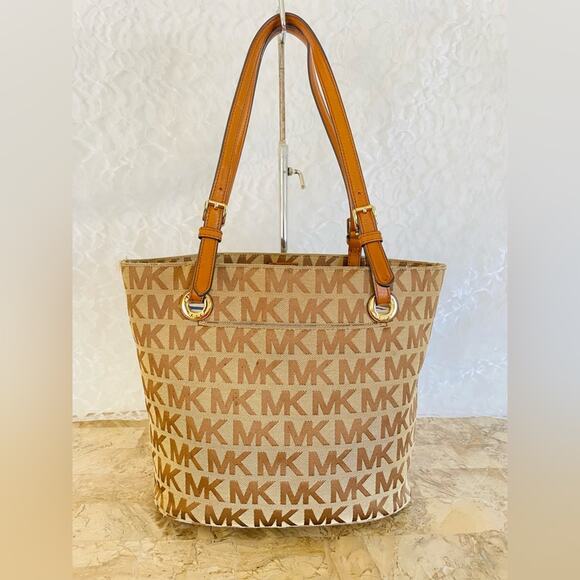Michael Kors brown canvas/jacquard tote shoulder bag - Picture 1 of 9